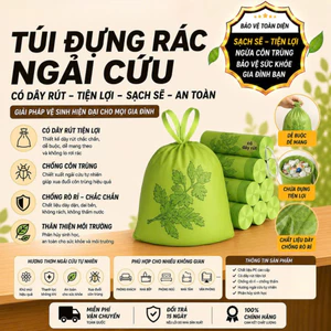 Túi đựng rác hương ngải cứu xua đuổi ruồi muỗi côn trùng, túi rác siêu dai có dây rút