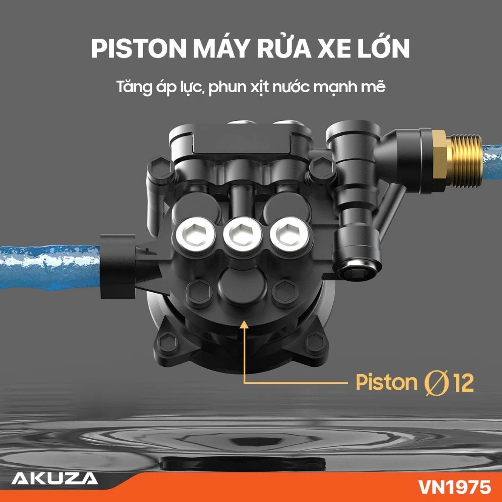 Máy Rửa Xe AKUZA VN1975 Lõi Đồng 100% Động Cơ Cảm Ứng Từ 1.5HP Lưu Lượng 8L/Phút Tặng Full Phụ Kiện