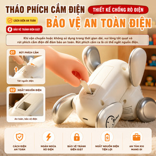 Quạt Mini Robot Chó Để Bàn 3 Cấp Độ Gió Có Đèn LED, Di Chuyển 4 Hướng, Sạc USB Cho Bé