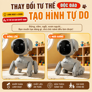 Quạt Mini Robot Chó Để Bàn 3 Cấp Độ Gió Có Đèn LED, Di Chuyển 4 Hướng, Sạc USB Cho Bé