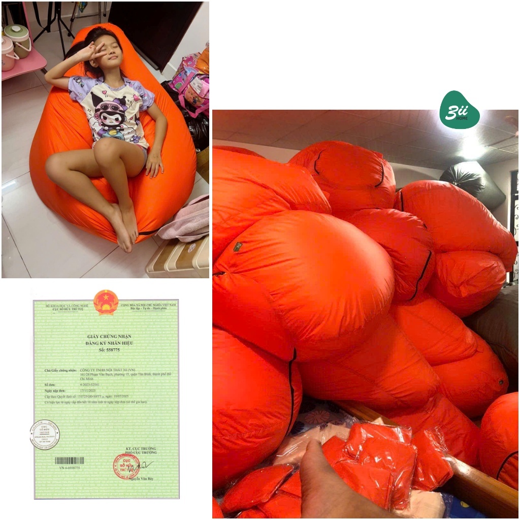 Ghế Lười Hạt Xốp Vải Trượt Nước Chống Thấm Cao Cấp 3II HOME Size S/M/L/XL - 3IIHOMEGLHXCT230911