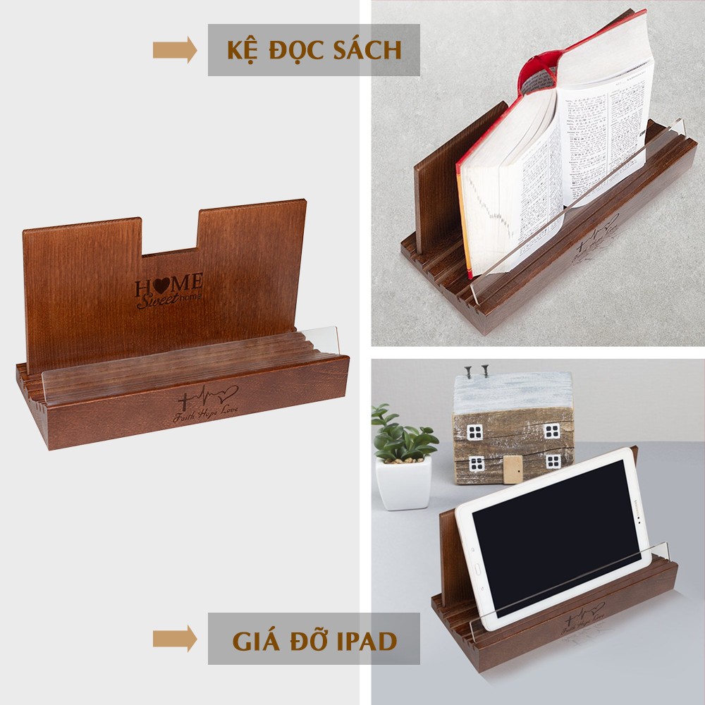 Giá Đỡ Đọc Sách Để Bàn 1000 Trang hay Tự Điển, Kệ Đọc Tụng Kinh Bằng Gỗ NHATVYWOOD BH06