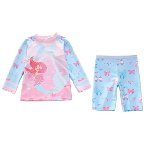 Đồ bơi cho bé gái áo dài tay+quần lửng size 10-35kg, đồ bơi bé gái chất thun bơi dầy dặn hoạ tiết rực rỡ