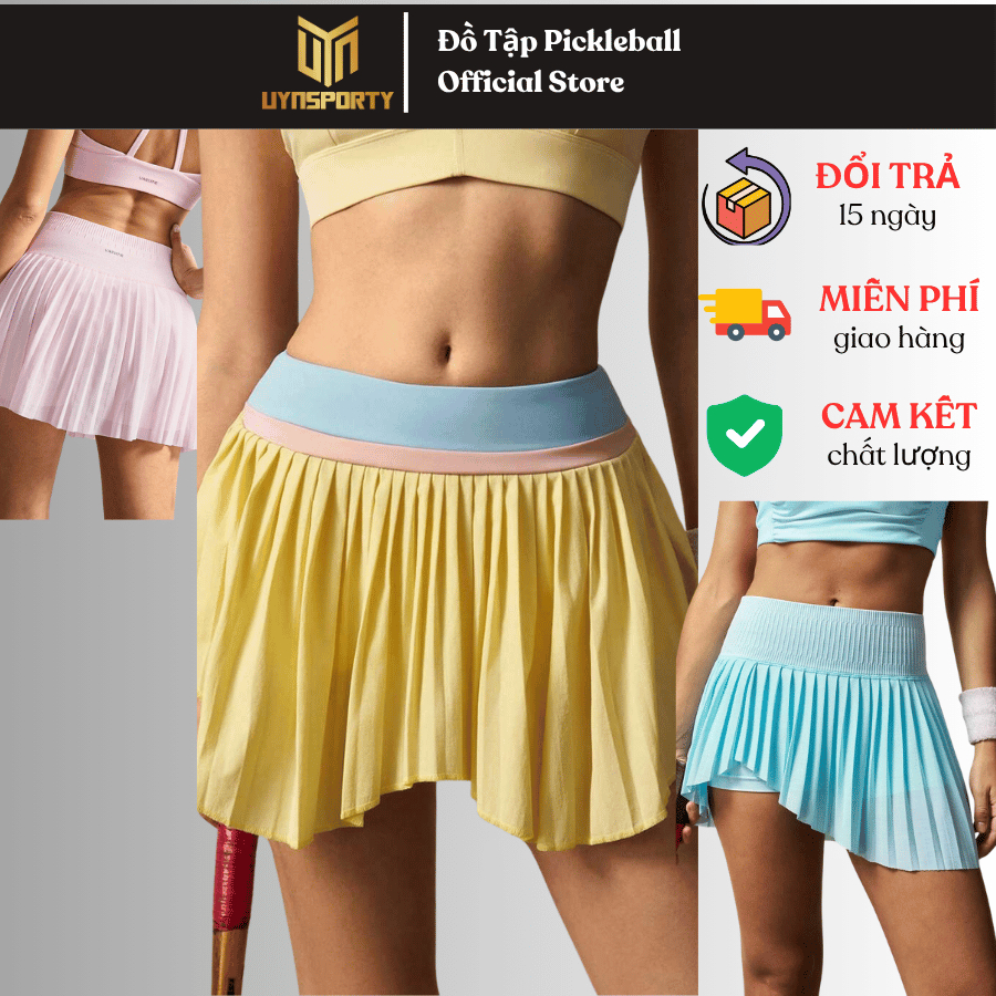 Chân Váy Pickleball Nữ UYNSPORTY, Váy Xếp Ly, Tập Pickleball Tennis Thể Thao Tổng Hợp