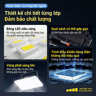Đèn pha led tích điện siêu sáng 432 hạt đèn to đèn LED dùng pin có chân đế chống nước đèn cắm trại đội đầu