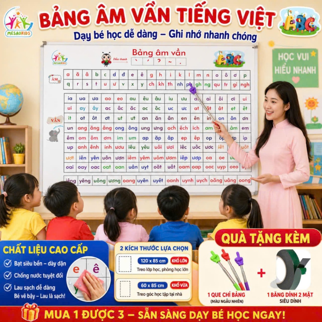 Bảng Âm Vần Bảng Chữ Cái Khổ A1 In Bạt MESAU.KIDS Giáo Cụ Dạy Học Lớp Mầm Non Tiền Tiểu Học Lớp 1 | BigBuy360 - bigbuy360.vn