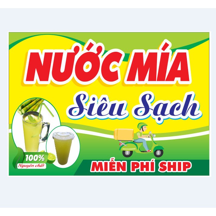 Đề can in nước mía siêu sạch bóc Dán Quầy Nước Mía, Tủ Mía, Máy Ép Mía chống nước