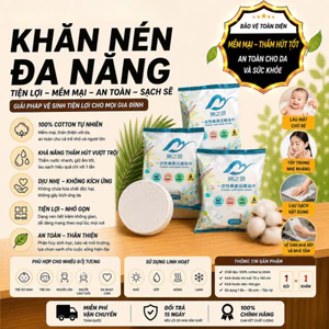 Combo 5 Khăn Tắm Nén Du Lịch Giấy Nén Dùng 1 Lần Tiện Dụng Thấm Hút Nhanh Tiện Lợi 70x140cm