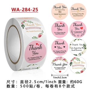 Cuộn 500 tem Sticker Thank you in màu tự dính 2.5cm - Tem cảm ơn