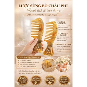 Lược Sừng Tự Nhiên 16cm - Lược Chải Tóc Cao Cấp Từ Sừng Bò Châu Phi, Nhỏ Gọn Mang Theo