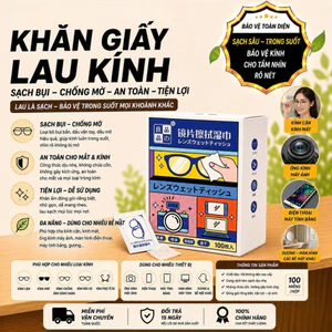 Hộp 100 Khăn lau kính nano chống bám hơi nước, Giấy lau kính mắt chống sương mù mồ hôi