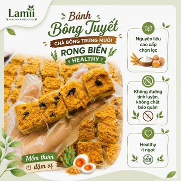 [Loại ngon] Bánh bông tuyết chà bông trứng muối rong biển healthy ít ngọt, dinh dưỡng, ăn kiêng, ăn vặt, bùi béo