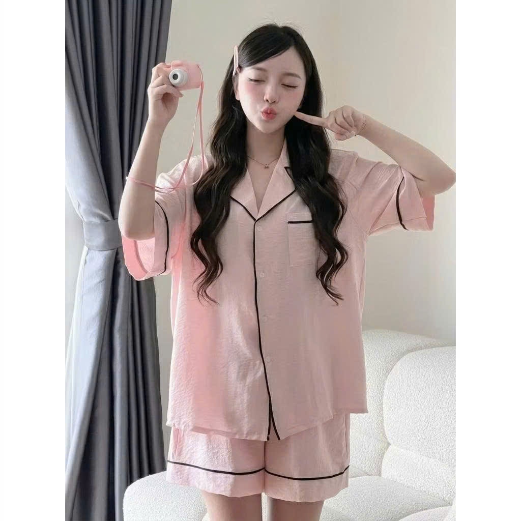 Bộ Ngủ Nữ Hàng Cao Cấp, Set Pyjama Tay Dài Vải Đũi Mây, Nhiều Màu Pastel Hoạ Tiết Dễ Thương