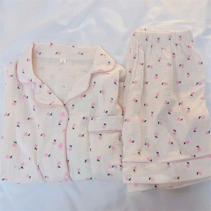 Bộ Ngủ Nữ Hàng Cao Cấp, Set Pyjama Tay Dài Vải Đũi Mây, Nhiều Màu Pastel Hoạ Tiết Dễ Thương