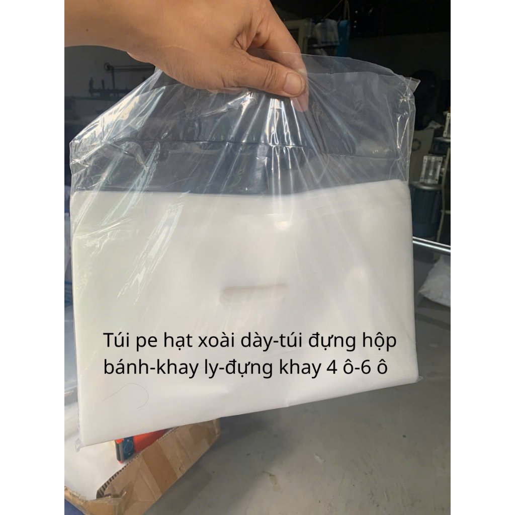 Túi PE Hạt Xoài-size 35cm x 45cm-Đựng Khay Ly-Khay 4 ô- 6 ô-Hàng Nguyên Sinh Không Mùi