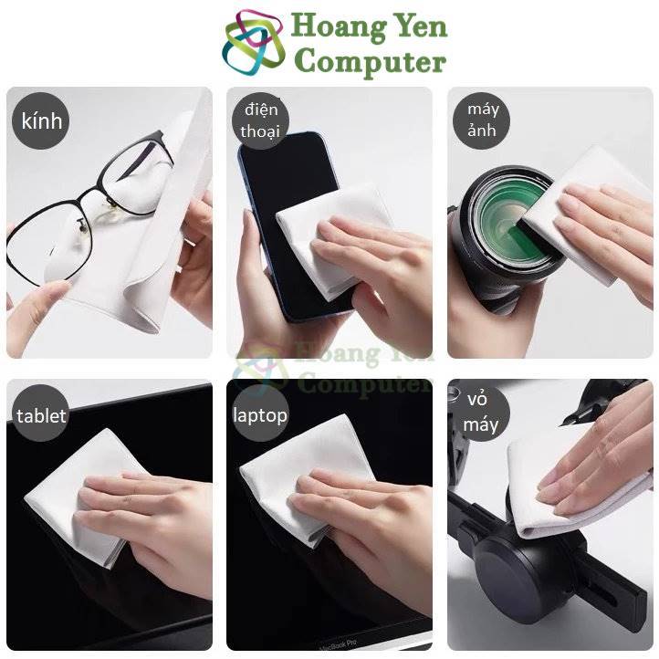 Khăn Microfiber Chuyên Dụng Lau Màn Hình, Lau Sạch Dấu Vân Tay, Bụi Bẩn – Dành Cho Điện Thoại, Laptop, Tablet, Máy Ảnh