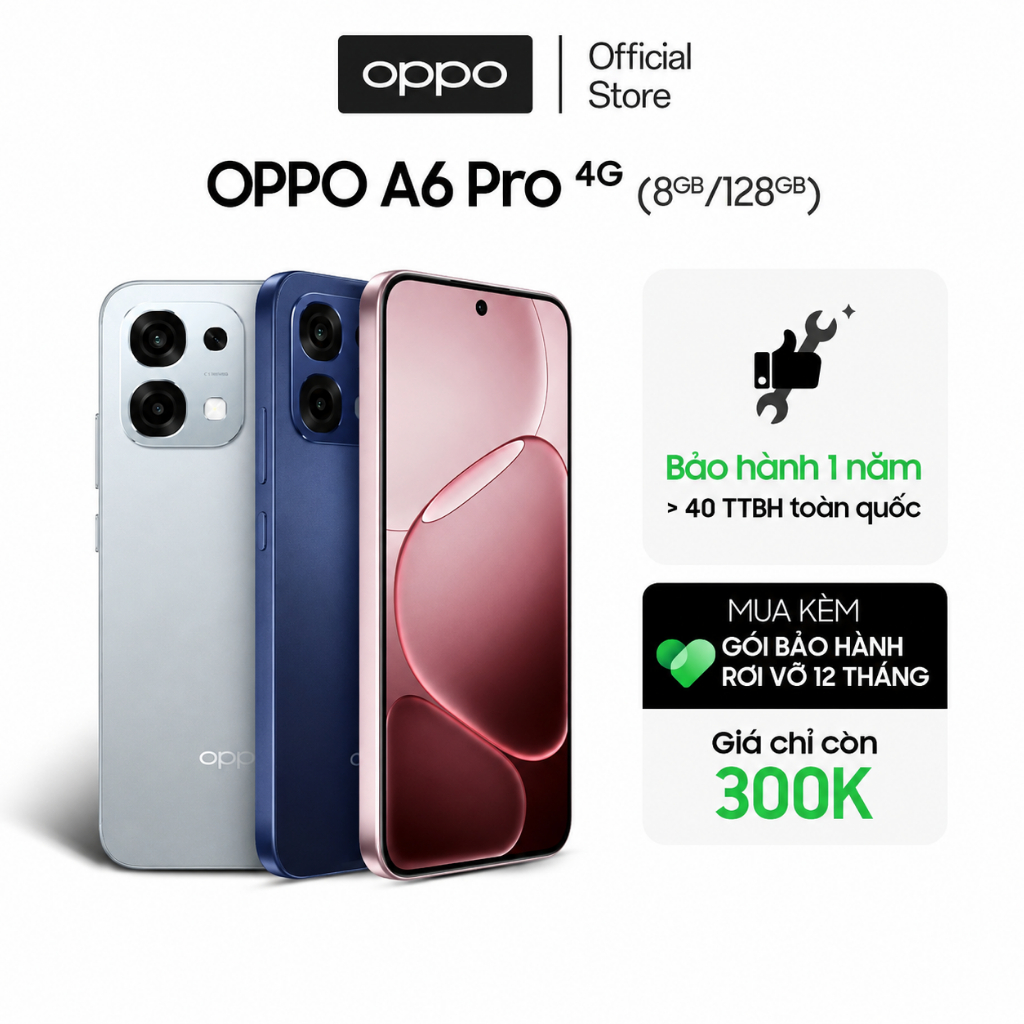 Điện thoại OPPO A6 Pro 4G (8GB/128GB) có NFC, nhân bản ứng dụng, AI Camera