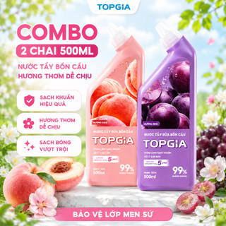 [Combo 2 chai] Nước tẩy bồn cầu TopGia 500ml hương nho đào khử mùi hôi phù hợp với nhiều bề mặt
