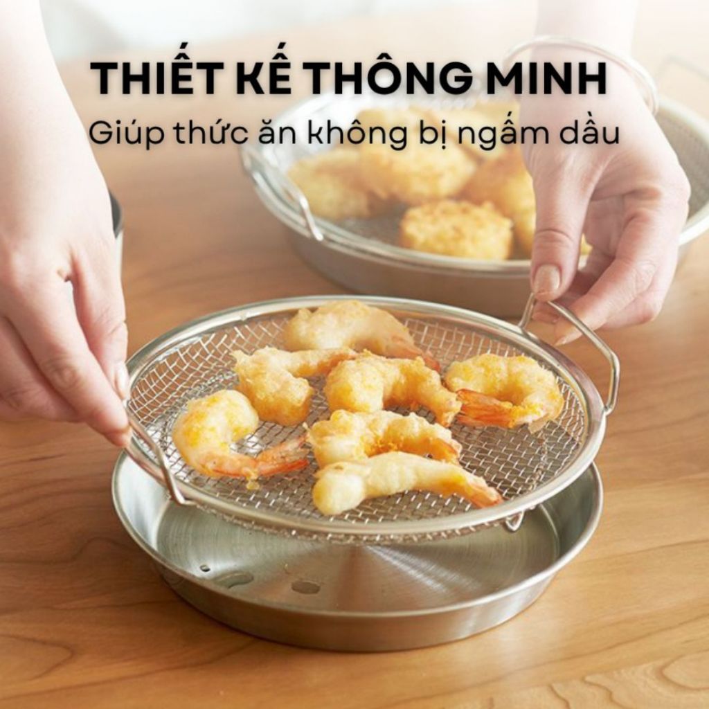 Khay Lọc Dầu Inox ALOHOME – Khay Vỉ Ráo Dầu Inox Đa Năng Hứng Dầu Dùng Cho Đồ Chiên Rán