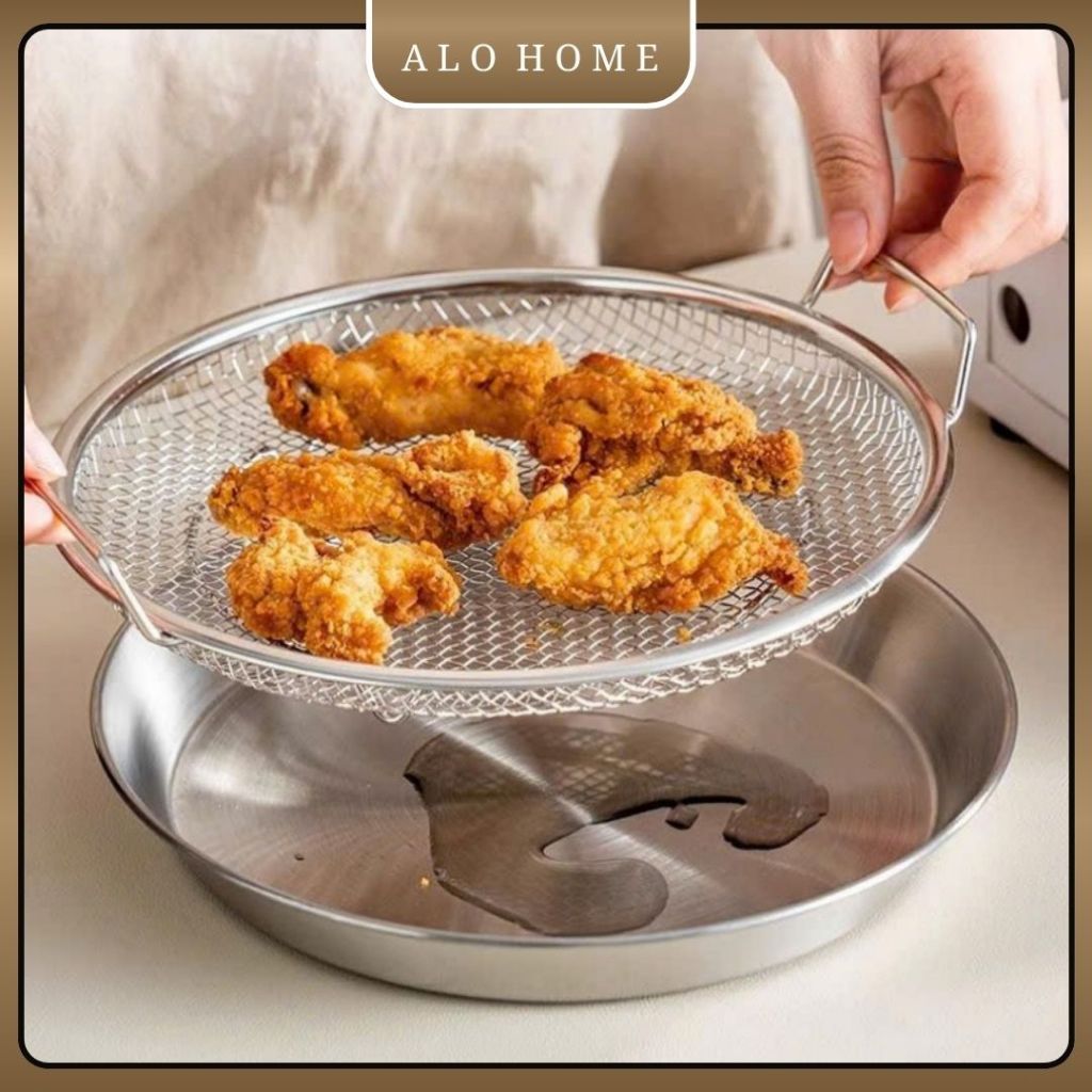 Khay Lọc Dầu Inox ALOHOME – Khay Vỉ Ráo Dầu Inox Đa Năng Hứng Dầu Dùng Cho Đồ Chiên Rán