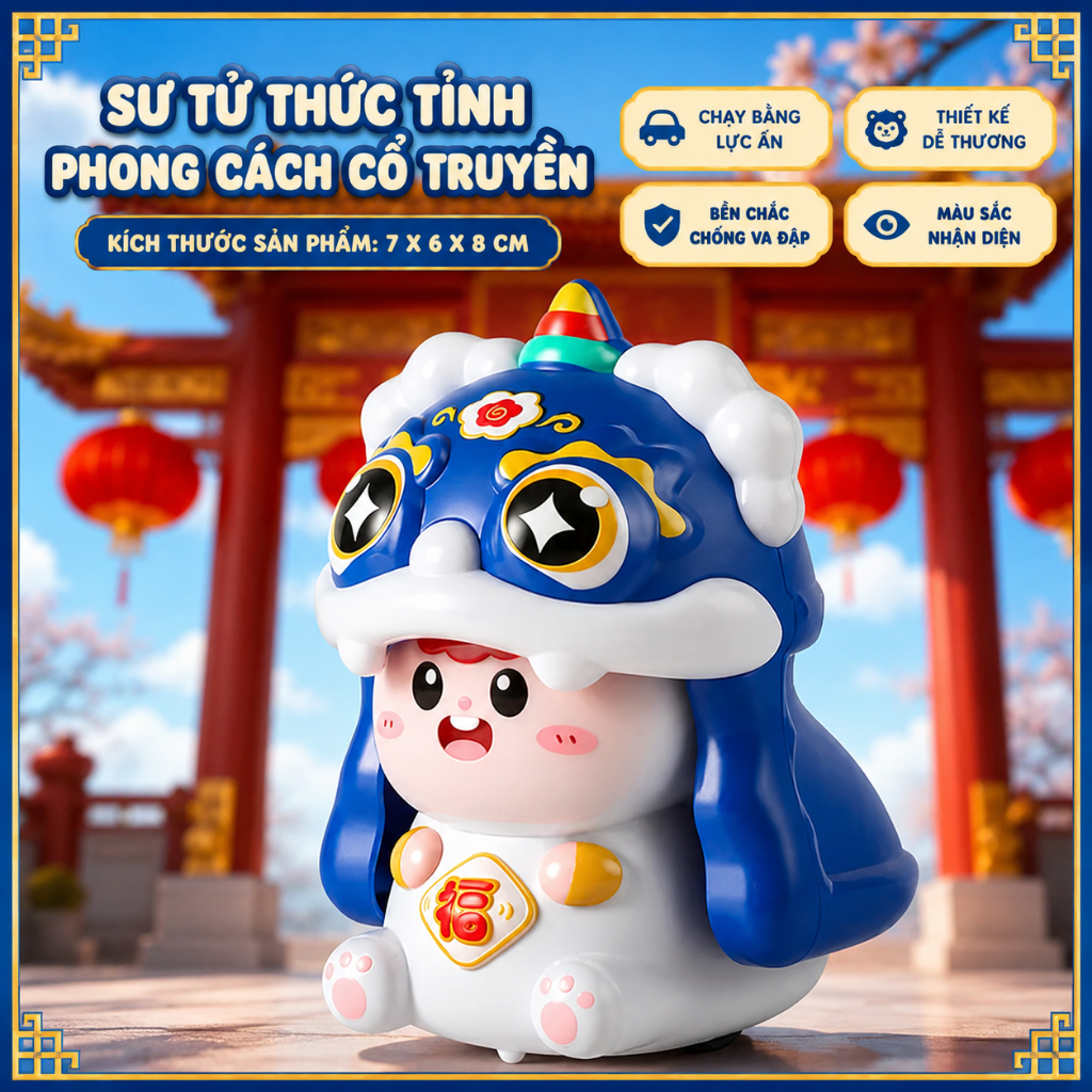 Đồ Chơi Sư Tử Nhảy Múa Cho Bé, Mô Hình Lân Sư Rồng Mini Dễ Thương