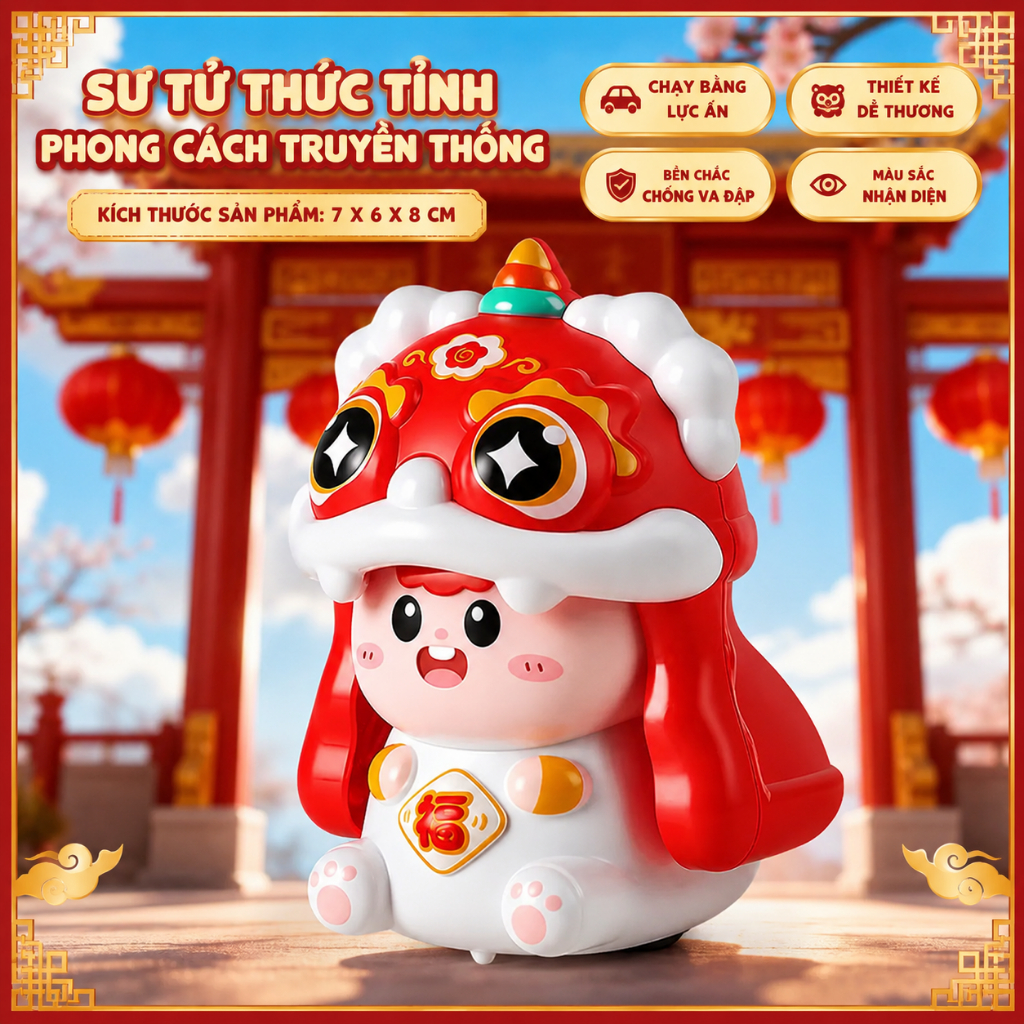 Đồ Chơi Sư Tử Nhảy Múa Cho Bé, Mô Hình Lân Sư Rồng Mini Dễ Thương