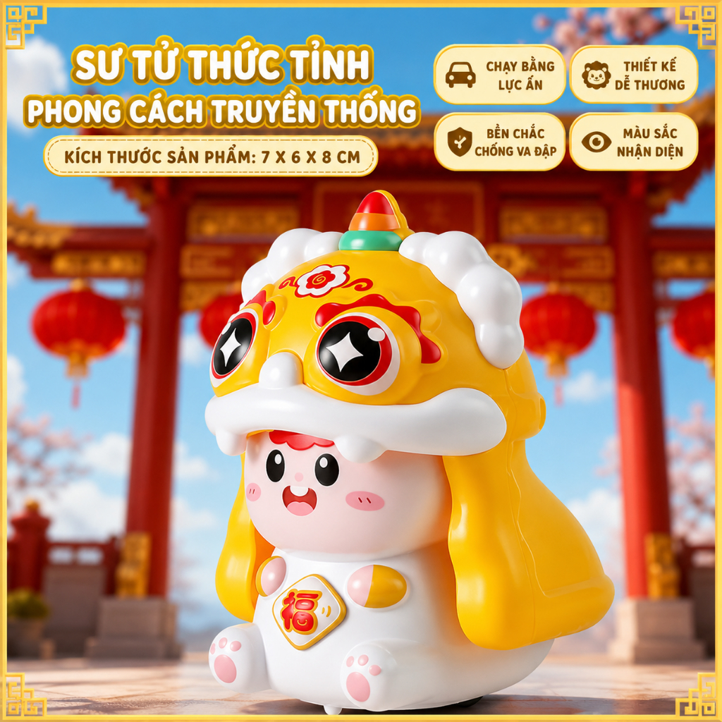 Đồ Chơi Sư Tử Nhảy Múa Cho Bé, Mô Hình Lân Sư Rồng Mini Dễ Thương