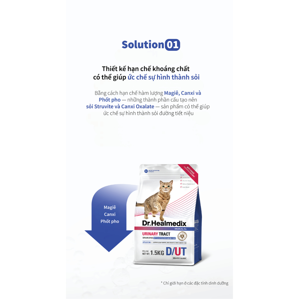 Thức Ăn Hạt Dr.Healmedix Urinary Cho Mèo Sỏi Thận, Tiết Niệu - Túi 1.5kg