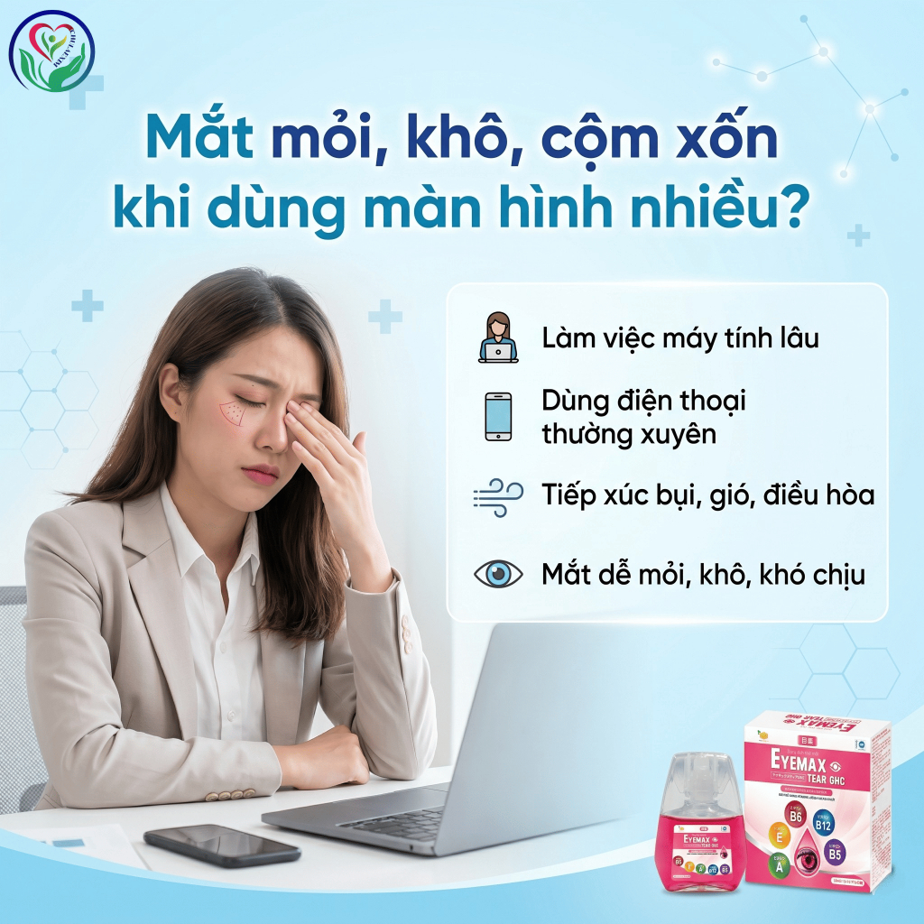 Nước nhỏ mắt Eyemax Tear GHC 13ml bổ sung vitamin, hỗ trợ chăm sóc mắt khô mỏi