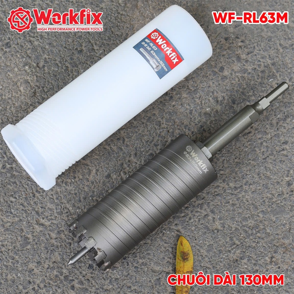Mũi khoan rút lõi WORKFIX WF-RL63M, Có đầu định tâm, Kích thước o63x155mm