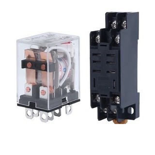 Rơ le trung gian 8 chân 10A 12v 24v 220vac , relay kiếng ( kèm đế )