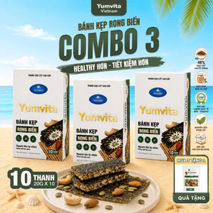 Bánh Kẹp Rong Biển Yumvita - 3 Hộp 10 Thanh 200g Ăn Vặt Dinh Dưỡng Lành Mạnh
