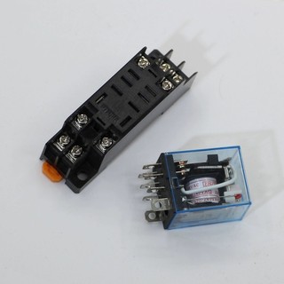 Rơ le trung gian 8 chân 10A 12v 24v 220vac , relay kiếng ( kèm đế )