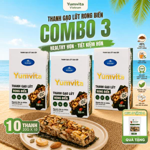Thanh Gạo Lứt Vị Rong Biển Yumvita - 3 Hộp 10 Thanh 200g Ăn Vặt Dinh Dưỡng Healthy
