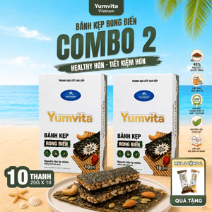 Bánh Kẹp Rong Biển Yumvita - 2 Hộp 10 Thanh 200g Ăn Vặt Dinh Dưỡng Lành Mạnh