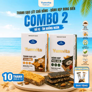 Thanh Gạo Lứt Vị Chà Bông Và Bánh Kẹp Rong Biển Yumvita - Hộp 10 Thanh 200gr