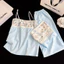 Bộ Đồ Ngủ Nữ Hai Dây Satin Phối Họa Tiết Trung Hoa, Quần Dài Ống Suông Mềm Mại Mặc Nhà Sang Trọng