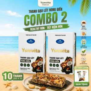 Thanh Gạo Lứt Vị Rong Biển Yumvita - 2 Hộp 10 Thanh 200g Ăn Vặt Dinh Dưỡng Healthy