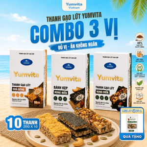 Thanh Gạo Lứt Vị Chà Bông/Rong Biển/Bánh Kẹp Rong Biển Yumvita Hộp 10 Thanh 200g