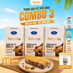 Thanh Gạo Lứt Vị Chà Bông Yumvita - 3 Hộp 10 Thanh 200g Ăn Vặt Dinh Dưỡng Lành Mạnh