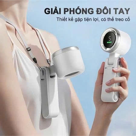 Quạt Cầm Tay N607, 100 Cấp Độ Gió Mạnh, Thiết Kế Gập Tiện Lợi, Nhỏ Gọn Mang Theo Mọi Nơi, Tặng Kèm Dây Đeo BH 12 tháng