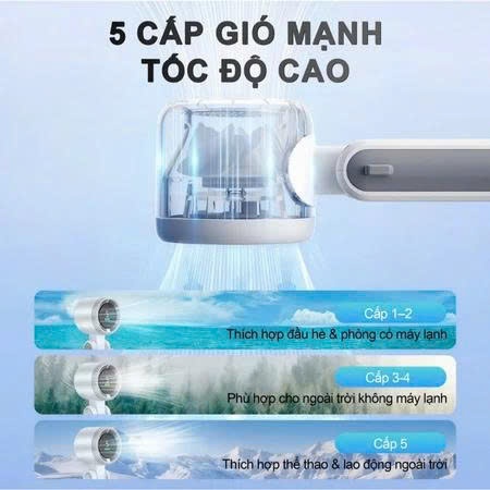 Quạt Cầm Tay N607, 100 Cấp Độ Gió Mạnh, Thiết Kế Gập Tiện Lợi, Nhỏ Gọn Mang Theo Mọi Nơi, Tặng Kèm Dây Đeo BH 12 tháng