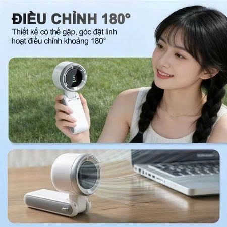 Quạt Cầm Tay N607, 100 Cấp Độ Gió Mạnh, Thiết Kế Gập Tiện Lợi, Nhỏ Gọn Mang Theo Mọi Nơi, Tặng Kèm Dây Đeo BH 12 tháng