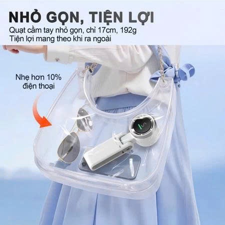 Quạt Cầm Tay N607, 100 Cấp Độ Gió Mạnh, Thiết Kế Gập Tiện Lợi, Nhỏ Gọn Mang Theo Mọi Nơi, Tặng Kèm Dây Đeo BH 12 tháng