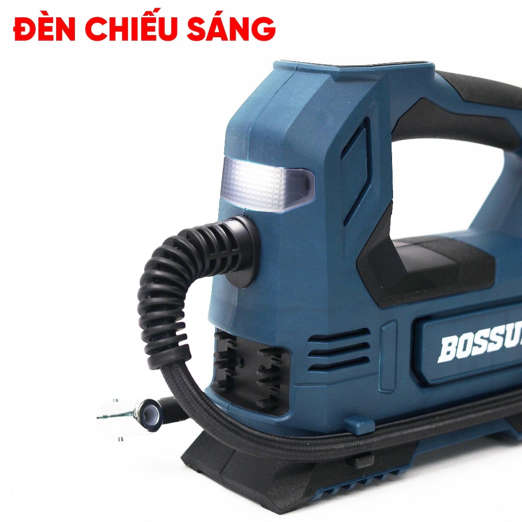Máy bơm hơi xe máy, ô tô dùng pin BS BOSSUN BS-BH120Z, Áp suất 120psi, Kèm đèn Led - Bảng hiển thị