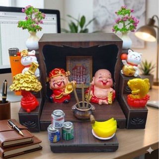 Bàn Thờ Thần Tài Thổ Địa Mini  Bàn Thờ Trang trí Bàn Làm Việc