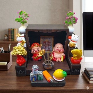 Bàn Thờ Thần Tài Thổ Địa Mini  Bàn Thờ Trang trí Bàn Làm Việc