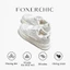 FOXERCHIC Giày thể thao nữ màu trắng bằng da cao cấp kiểu Trung Quốc đế dày tăng chiều cao 5,3 cm