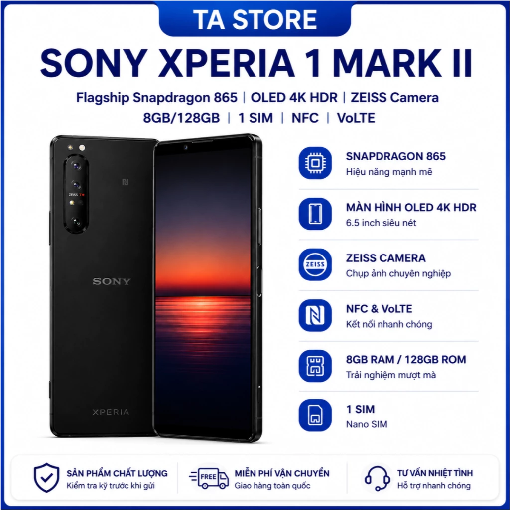 Điện thoại Sony Xperia 1 Mark II 1 sim – Siêu Phẩm Flagship Snapdragon 865, OLED 4K HDR, ZEISS Camer