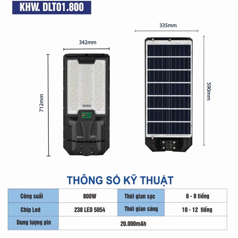 Đèn Đường Liền Thể 800W KOHAWA – Đèn Led Mắt Ngọc 5054, Chế Độ Sáng Cảm Biến Chuyển Động – Sáng x